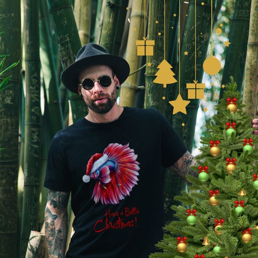 Have a Betta Christmas Funny Santa Fish Lover Pun  Tシャツ