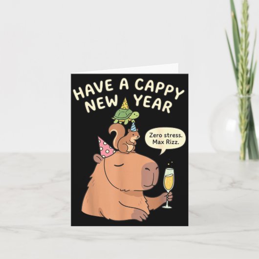 Have A Cappy New Year 2026 Capybara Max Rizz Funny カード (正面)