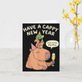 Have A Cappy New Year 2026 Capybara Max Rizz Funny カード (黄色い花)