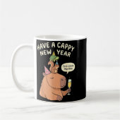 Have A Cappy New Year 2026 Capybara Max Rizz Funny コーヒーマグカップ (左)