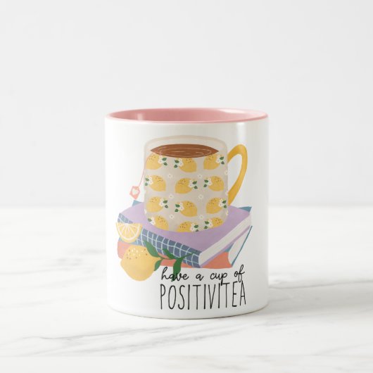 Have A Cup Of Positivitea Quote  ツートーンマグカップ (中央)