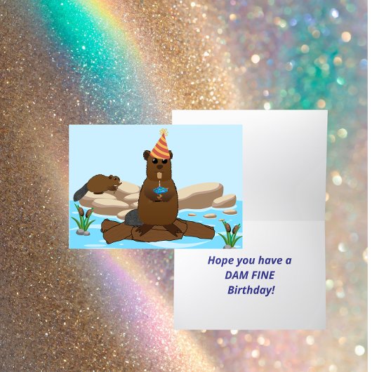 “Have a Dam Fine Birthday” Folded Greeting Card カード