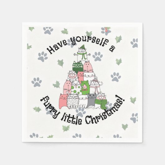 Have a furry little Christmas スタンダードカクテルナプキン (正面)