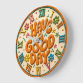 Have a Good Day Colorful Inspirational Quote ラージ壁時計 (傾斜)