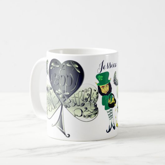 「Have a Happy St. Patrick's Day」レプレシャン コーヒーマグカップ (正面左)