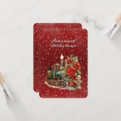 Have A Magical Christmas Train Engine Flowers カード (正面/裏面インサイチュ)