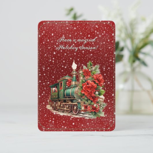 Have A Magical Christmas Train Engine Flowers カード (スタンド正面)