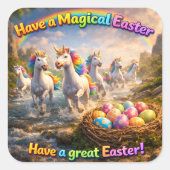 Have a magical Easter enchanted unicorns and Easte スクエアシール (正面)