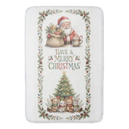 Have A Merry Christmas Santa Bath Mat - Watercolor バスマット
