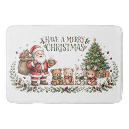 Have A Merry Christmas Santa Bath Mat - Watercolor バスマット