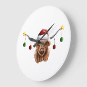 Have a Merry Hielan Coo Christmas  ラージ壁時計 (傾斜)