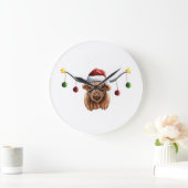 Have a Merry Hielan Coo Christmas  ラージ壁時計 (ホーム)