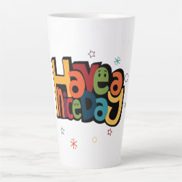 "Have a Nice Day" Retro Tall Latte Mug with Stars カフェラテマグ