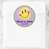 Have a Nice Day Smiley Face Cute Round Sticker ラウンドシール (バッグ)