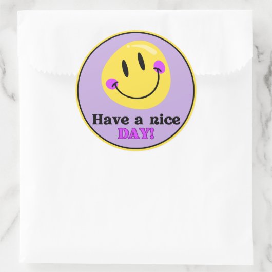 Have a Nice Day Smiley Face Cute Round Sticker ラウンドシール (バッグ)