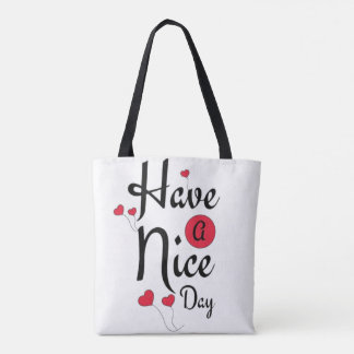 Have a Nice Day Typography with Heart Balloons トートバッグ