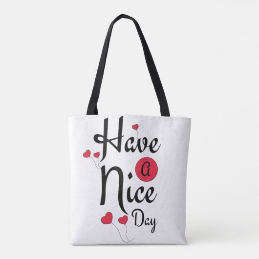 Have a Nice Day Typography with Heart Balloons トートバッグ (裏面)