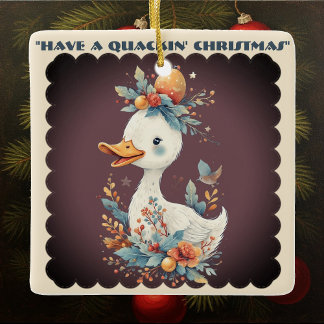 Have a Quackin' Christmas Duck Whimsical Naughty セラミックオーナメント
