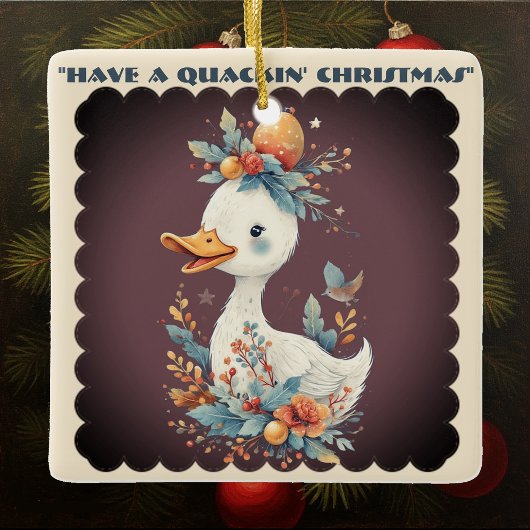 Have a Quackin' Christmas Duck Whimsical Naughty セラミックオーナメント