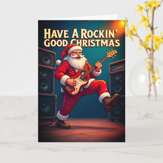 Have A Rockin' Good Christmas Folded Greeting Card カード (黄色い花)