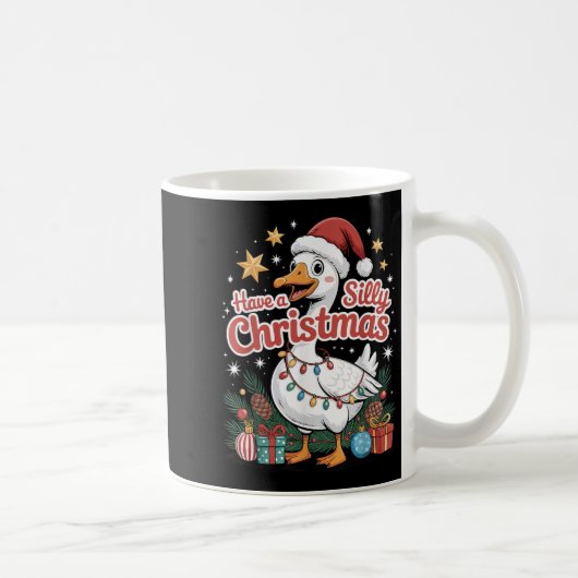 Have A Silly Christmas Funny Goose Santa Hat Light コーヒーマグカップ (右)