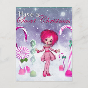 Have a Sweet Christmas :: Pink Cookie Poser Girl シーズンポストカード