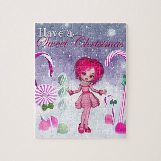 Have a Sweet Christmas :: Pink Cookie Poser Girl ジグソーパズル (縦)
