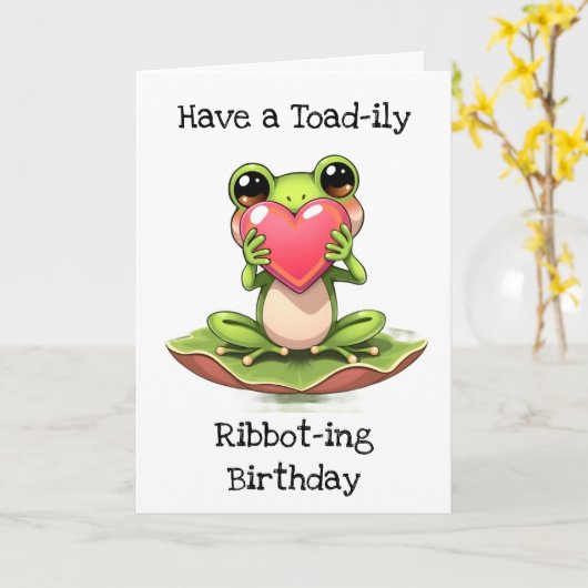 Have a Toad-ily Ribbot-ing Birthday カード (黄色い花)