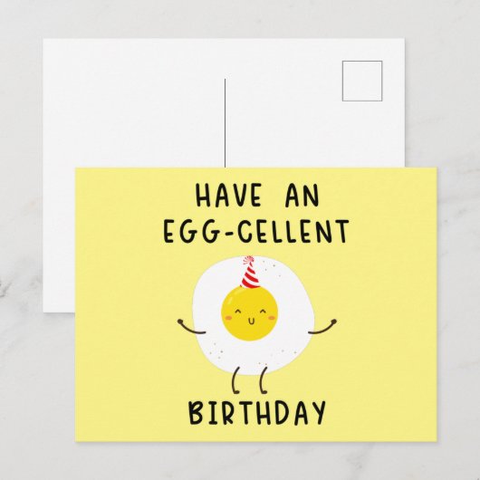 have an eggcellent birthday funny birthday ポストカード (正面/裏面)