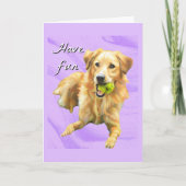 Have Fun Golden Retriever Folded Greeting Card カード (正面)