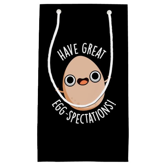Have Great Egg-spectations Funny Egg Pun Dark BG スモールペーパーバッグ (正面)