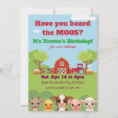 Have you heard the Moos, Barnyard animal Birthday 招待状 (正面)