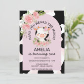 Have You Heard the Moos Pink  Cow Print  Birthday 招待状 (スタンド正面)