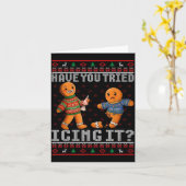 Have You Tried Icing It Ugly Christmas Gingerbread カード (黄色い花)