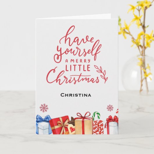 Have Yourself a Merry little Christmas Name  カード (黄色い花)