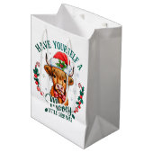 Have Yourself A Mooey Little Christmas Cute Cow ミディアムペーパーバッグ (正面アングル)