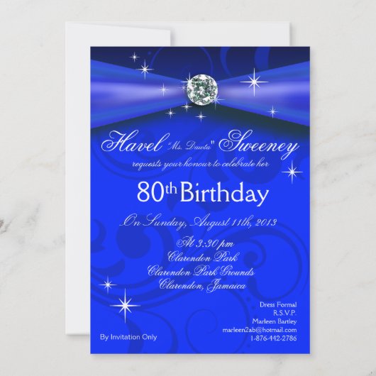 Havelの第80誕生会のティアラの写真 招待状 (裏面)