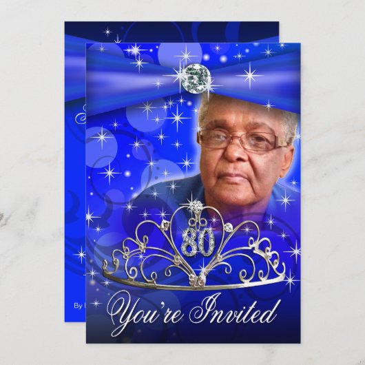 Havelの第80誕生会のティアラの写真 招待状 (正面/裏面)