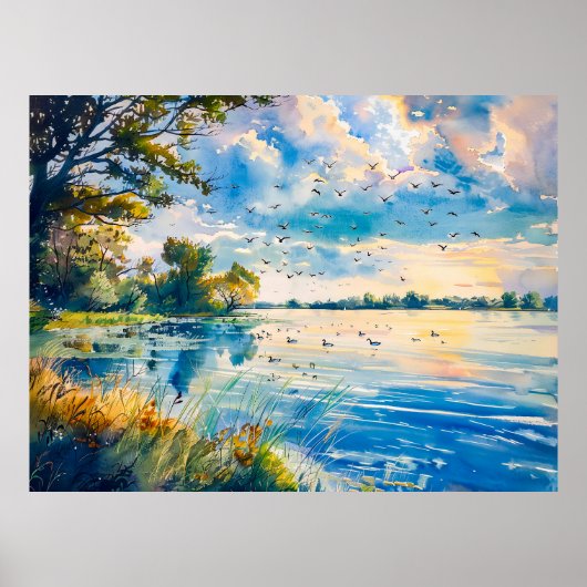 Havel Havelland Waterカラーのサンセット反射 ポスター (正面)