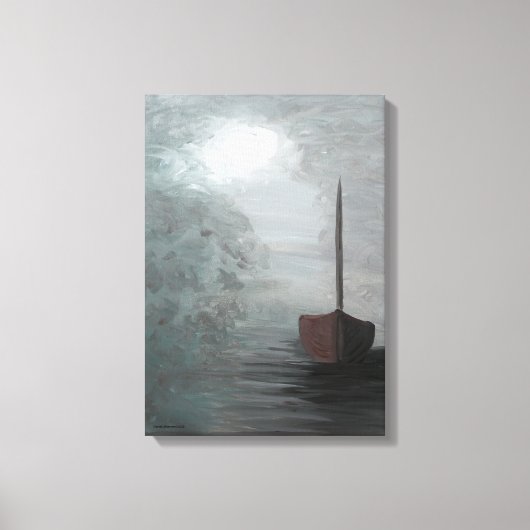 "Haven", acrylic, impressionism, seascapes, boats キャンバスプリント (正面)