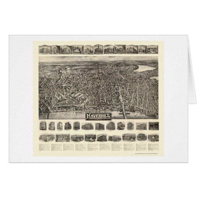 HaverhillのMAのパノラマ式の地図- 1914年 (正面横)