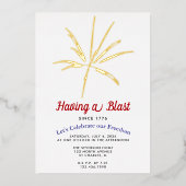 Having a Blast Gold Fireworks July 4th Party 箔招待状 (正面)