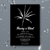 Having a Blast Silver Fireworks 4th of July Party 箔招待状