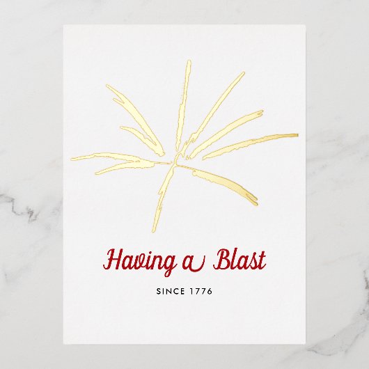 Having a Blast Silver Fireworks July 4th Party 箔招待状ポストカード (正面)