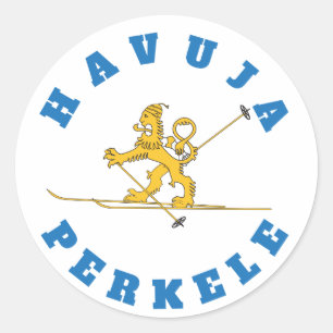 Havujaのperkele - hiihtäväのsuomileijona ラウンドシール