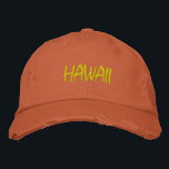 HAWAIIライトグリーンオンオレンジ動揺してスタイル 刺繍入りキャップ<br><div class="desc">HAWAII Light Green on Orange刺繍入りヴィンテージスタイル動揺して綿帽子。ハワイを愛する人に素晴らしい贈り物を！お客様の個人文字もしを希望し、単に「このテンプレートをパーソナライズ」詳細ボタンを選択して選択した文字を入力しカスタムたい。刺繍は、「編集デザイン」ツールボタンを選択して他の色の選択にカスタマイズ可能である。メインアイテムページで色の選択を選択することもできます。</div>