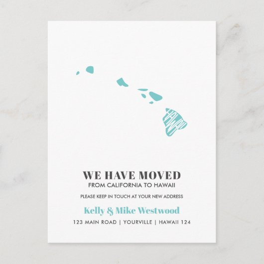 HAWAII新しいアドレスを移動したNew Home ポストカード (正面)