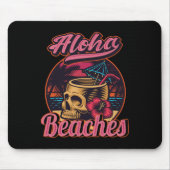 Hawaii Aloha Beaches Tropical Goth Skeleton Skull マウスパッド (正面)