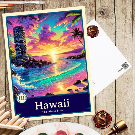 Hawaii | Anime Style Cel Shaded Postcard ポストカード