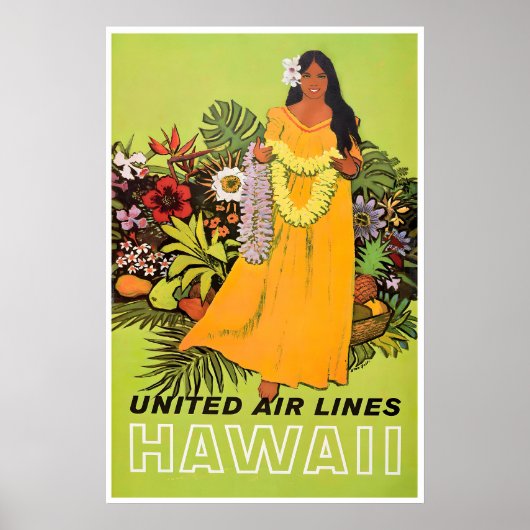 Hawaii Art Hawaiian Print United Travel Poster ポスター (正面)